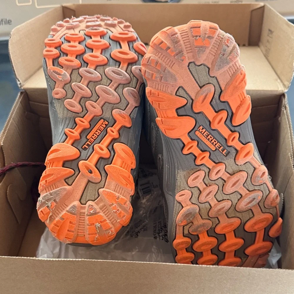 Merrell Gray and Orange Trail Shoes - Picture 2 of 5